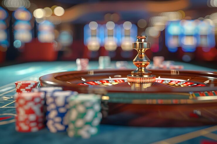 Live blackjack dealer at 188bet slot studio with multi-camera setup